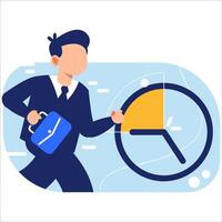 Businessman Running at Full Speed to Beat the Clock Representing Urgency, Time Pressure, and High-Performance Work Culture vector