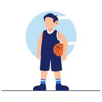 Energetic Cartoon Basketball Player Dribbling with a Cheerful Expression vector