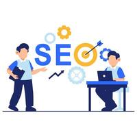 Boosting visibility through SEO strategies with professional collaboration and digital performance tracking vector
