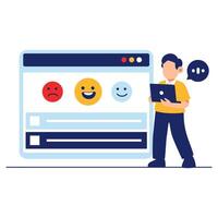 Interactive Digital Survey with Emoticons Representing User Feedback and Emotional Responses vector