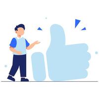 Enthusiastic Person Holding a Large Thumbs Up Sign to Represent Positivity and Encouragement vector