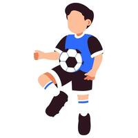 A dynamic illustration of a young boy mid-kick, capturing the excitement and energy of youth soccer vector