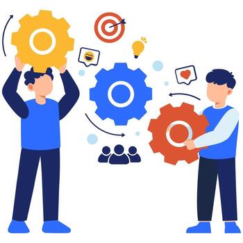 Boosting Employee Engagement Through Teamwork and Strategic Collaboration in a Productive Environment vector