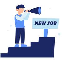 Searching for New Job Opportunities with Determination and Upward Career Steps vector