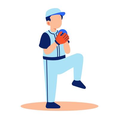 Young Baseball Player in Action Preparing to Throw a Pitch with Determined Focus