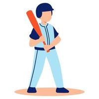 Young Baseball Player Poised to Swing the Bat in a Lively Outdoor Practice Scene vector