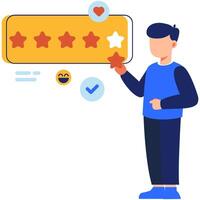 Customer Expressing Satisfaction by Giving Five Stars as Positive Feedback for Service or Product Experience vector