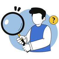 Search Concept Curious Character with Magnifying Glass vector