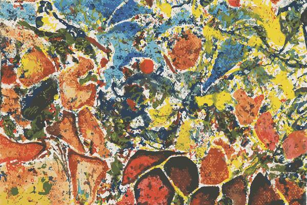 Abstract art background design by hand painted on canvas.