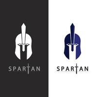 Spartan Warrior Logo Design with Bold Helmet and Ancient Sword Style vector