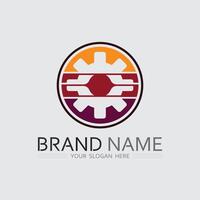 Tech gear logo design ,achine and gears vector