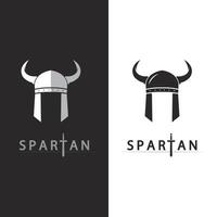Ancient Spartan Shield Logo Design with Sword and Warrior Helmet Icon vector