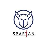 Spartan Face Logo with Helmet and Shield Warrior Icon Concept vector