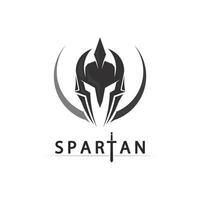 Spartan Hero Face Logo with Ancient Helmet and Sharp Warrior Blade Icon vector