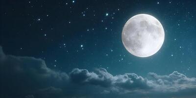 Full Moon Night Sky Clouds Background photo