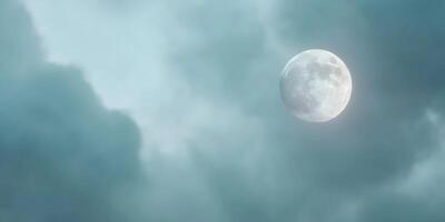 Full Moon in Cloudy Night Sky Nighttime Celestial Scene photo