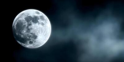Full Moon in Night Sky with Dark Clouds Background photo
