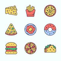 Snack Attack Icons in Bold Flat Style vector