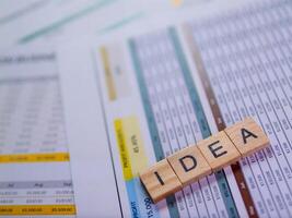 Business analysis idea generation office paperwork close-up creative thinking for growth photo