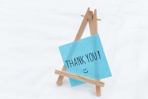 Gratitude note on display office space visual communication calm environment close-up business thank you concept photo