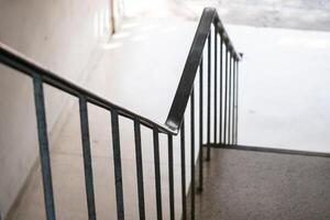 Safety feature installation public building stairs indoor environment close-up view accessibility concept photo