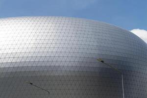 Innovative architectural design at urban venue cityscape modern structure urban environment wide angle contemporary aesthetics photo