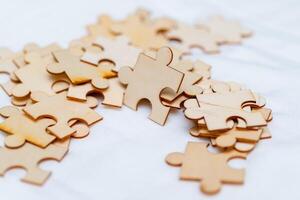 Puzzle assembly event in office space creative content collaborative environment business concept photo