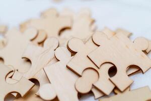 Business strategy puzzle solving session office space collaboration workshop professional environment team perspective problem-solving concept photo