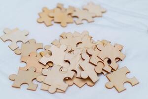 Creative business solutions assembling the puzzle of success in a collaborative workspace environment photo