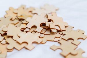 Puzzle solving event creative workspace business strategy collaborative environment close-up viewpoint problem-solving concept photo