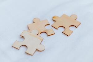 Business puzzle solving strategies office environment puzzle concept collaborative work team dynamics for success photo