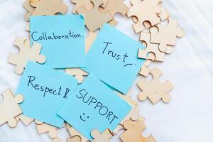 Business collaboration and trust building strategies office environment visual content team support positive interaction concept photo