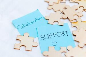 Collaboration and support in business office environment conceptual imagery creative perspective for team dynamics photo