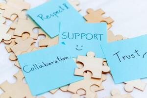 Business support strategies building trust and collaboration in team environments photo