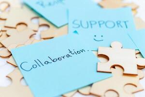 Enhancing business collaboration through supportive strategies office environment visual content professional viewpoint innovative concepts photo