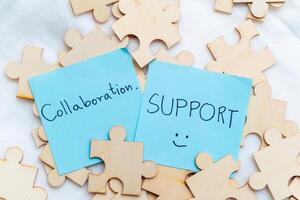 Collaboration in business support creative workspace visual content inspirational environment upbeat viewpoint teamwork concept photo