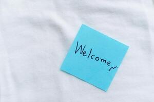 Business welcome note office space visual content minimalist environment close-up viewpoint positive concept photo