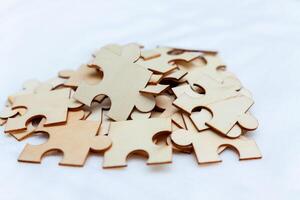 Puzzle pieces of business strategy creative workspace visual content collaborative environment innovative viewpoint team cohesion concept photo