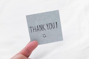 Thank you note for business appreciation office space image of gratitude clean environment close-up view professional concept photo