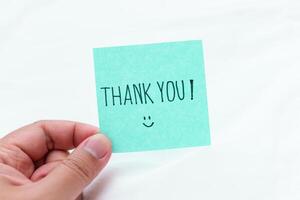 Thank you note from business meeting office space image professional environment close-up view gratitude concept photo