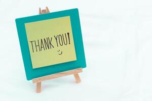 Business appreciation event office space graphic display minimalist environment close-up view thank you concept for growth photo
