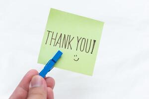 Business appreciation event office space thank you note minimalist environment close-up view gratitude concept for strong impact photo
