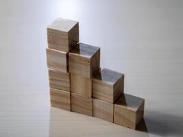 Creative building blocks still life in a minimalist workspace with natural light photo