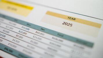 Business projections for 2025 financial overview spreadsheet analysis corporate environment insights photo
