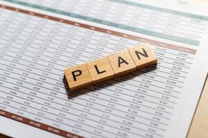 Top-down view of strategic business planning and document analysis in professional settings photo