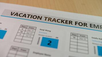 Efficient employee vacation management an organized tracker for office environments photo