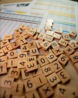 Top view of business strategies and calculations in a professional learning environment photo