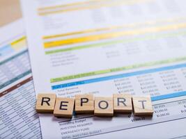 Business report analysis office environment document review financial overview corporate insights photo