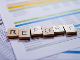 Business report overview corporate document analysis and insights in professional settings photo