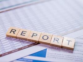 Business report overview with financial data insights office environment informative viewpoint photo